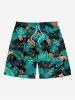 Tropical Leaf Hibiscus Flower Cats Print Plus Size Matching Hawaii Beach Outfit For Couples -  