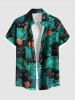 Tropical Leaf Hibiscus Flower Cats Print Plus Size Matching Hawaii Beach Outfit For Couples -  