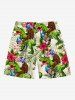 Tropical Leaf Hibiscus Flower Gorillas Dinosaur Balloons Print Plus Size Matching Hawaii Beach Outfit For Couples -  