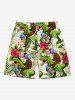 Tropical Leaf Hibiscus Flower Gorillas Dinosaur Balloons Print Plus Size Matching Hawaii Beach Outfit For Couples -  