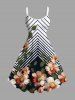 Flower Leaf Branch Zig Zag Print Plus Size Matching Hawaii Beach Outfit For Couples -  