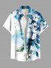 Watercolor Flowers Leaf Print Plus Size Matching Hawaii Beach Outfit For Couples -  