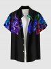 Tenue de plage hawaïenne assortie grande taille à imprimé fleurs et feuilles fluo pour couples - Noir 
