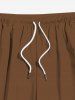 Plus Size Solid Color Drawstring Pockets Beach Shorts For Men -  