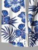 Plus Size Tropical Leaf Hibiscus Flowers Print Buttons Pocket Hawaii Shirt For Men -  
