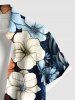 Plus Size Colorful Flowers Print Buttons Pocket Hawaii Shirt For Men -  