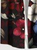 Plus Size Colorful Flowers Print Buttons Pocket Hawaii Shirt For Men -  