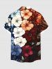 Plus Size Colorful Flowers Print Buttons Pocket Hawaii Shirt For Men -  