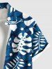 Plus Size Hibiscus Flowers Tropical Leaf Print Buttons Pocket Hawaii Shirt For Men -  