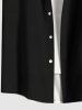 Chemise hawaïenne grande taille à imprimé fleurs et feuilles fluo avec poches et boutons pour homme - Noir 6XL