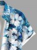 Plus Size Watercolor Flowers Leaf Print Buttons Pocket Hawaii Shirt For Men -  