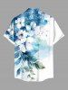 Plus Size Watercolor Flowers Leaf Print Buttons Pocket Hawaii Shirt For Men -  