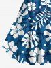Robe débardeur hawaïenne grande taille à imprimé feuilles tropicales et fleurs d'hibiscus - Bleu 4X