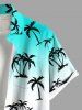 Plus Size Coconut Tree Ombre Colorblock Print Buttons Pocket Hawaii Shirt For Men -  