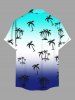 Plus Size Coconut Tree Ombre Colorblock Print Buttons Pocket Hawaii Shirt For Men -  