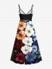 Robe camisole hawaïenne grande taille à imprimé fleurs colorées - Noir XXS