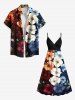 Robe camisole hawaïenne grande taille à imprimé fleurs colorées - Noir 4X