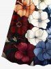 Robe camisole hawaïenne grande taille à imprimé fleurs colorées - Noir 5X