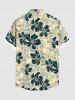 Chemise hawaïenne grande taille à imprimé cocotiers et fleurs d'hibiscus, boutons et poches pour homme - Beige 4XL