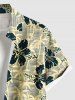 Chemise hawaïenne grande taille à imprimé cocotiers et fleurs d'hibiscus, boutons et poches pour homme - Beige 5XL