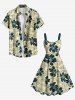 Plus Size Coconut Tree Hibiscus Flowers Print Hawaii Tank Dress -  