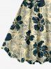 Plus Size Coconut Tree Hibiscus Flowers Print Hawaii Tank Dress -  