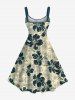 Plus Size Coconut Tree Hibiscus Flowers Print Hawaii Tank Dress -  