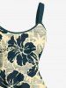 Robe débardeur hawaïenne grande taille à imprimé cocotiers et fleurs d'hibiscus - Beige 5X