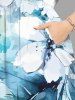 Robe mi-longue hawaïenne fendue à imprimé aquarelle et feuilles, grande taille - Bleu clair XS