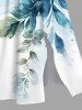 Plus Size Watercolor Flowers Leaf Print Split Hawaii Midi Dress -  