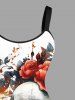 Plus Size Skull Flower Leaf Print Halloween Costume A Line Tank Dress -  