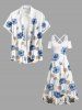 Robe longue hawaïenne grande taille à imprimé floral, feuilles et branches, épaules dénudées, croisée, coupe trapèze - Blanc 3X