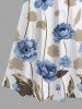 Robe longue hawaïenne grande taille à imprimé floral, feuilles et branches, épaules dénudées, croisée, coupe trapèze - Blanc 3X