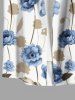 Plus Size Flower Leaf Branch Print Hawaii Button Pocket Shirt For Men -  