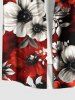 Plus Size Two Tone Flower Leaf Print Hawaii Button Pocket Shirt For Men -  