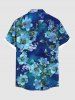 Chemise hawaïenne grande taille à imprimé fleurs d'hibiscus ombré et poches boutonnées pour homme - Bleu M