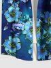 Chemise hawaïenne grande taille à imprimé fleurs d'hibiscus ombré et poches boutonnées pour homme - Bleu M