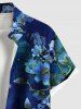 Chemise hawaïenne grande taille à imprimé fleurs d'hibiscus ombré et poches boutonnées pour homme - Bleu M
