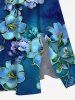 Robe mi-longue hawaïenne grande taille à imprimé fleurs d'hibiscus ombré et poches fendues - Bleu 6X