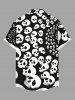 Plus Size Skull Print Halloween Button Pocket Shirt For Men -  