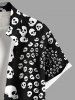 Chemise grande taille à imprimé tête de mort et poches boutonnées pour homme - Noir 5XL