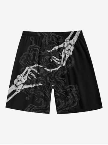 Plus Size Skeleton Lovers Print Drawstring Pocket Beach