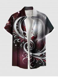 Plus Size Galaxy Floral Leaf Print Buttons Pocket Hawaii Shirt For Men -  