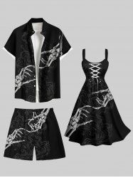 Skeleton Lover Print Plus Size Matching Outfit For Couples -  