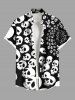 Costume d'Halloween imprimé tête de mort, grande taille, tenue assortie pour couples - Noir 