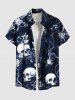 Tenue de plage hawaïenne assortie grande taille à imprimé tête de mort, fleur, branche d'arbre, pour couple - Bleu profond 