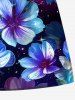 Flowers Galaxy Star Print Plus Size Matching Hawaii Beach Outfit For Couples -  