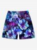 Flowers Galaxy Star Print Plus Size Matching Hawaii Beach Outfit For Couples -  