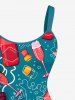 Wine Bottle Sea Print Plus Size Matching Hawaii Beach Outfit For Couples -  
