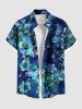Tenue de plage hawaïenne assortie grande taille à imprimé fleurs d'hibiscus ombré pour couples - Bleu 